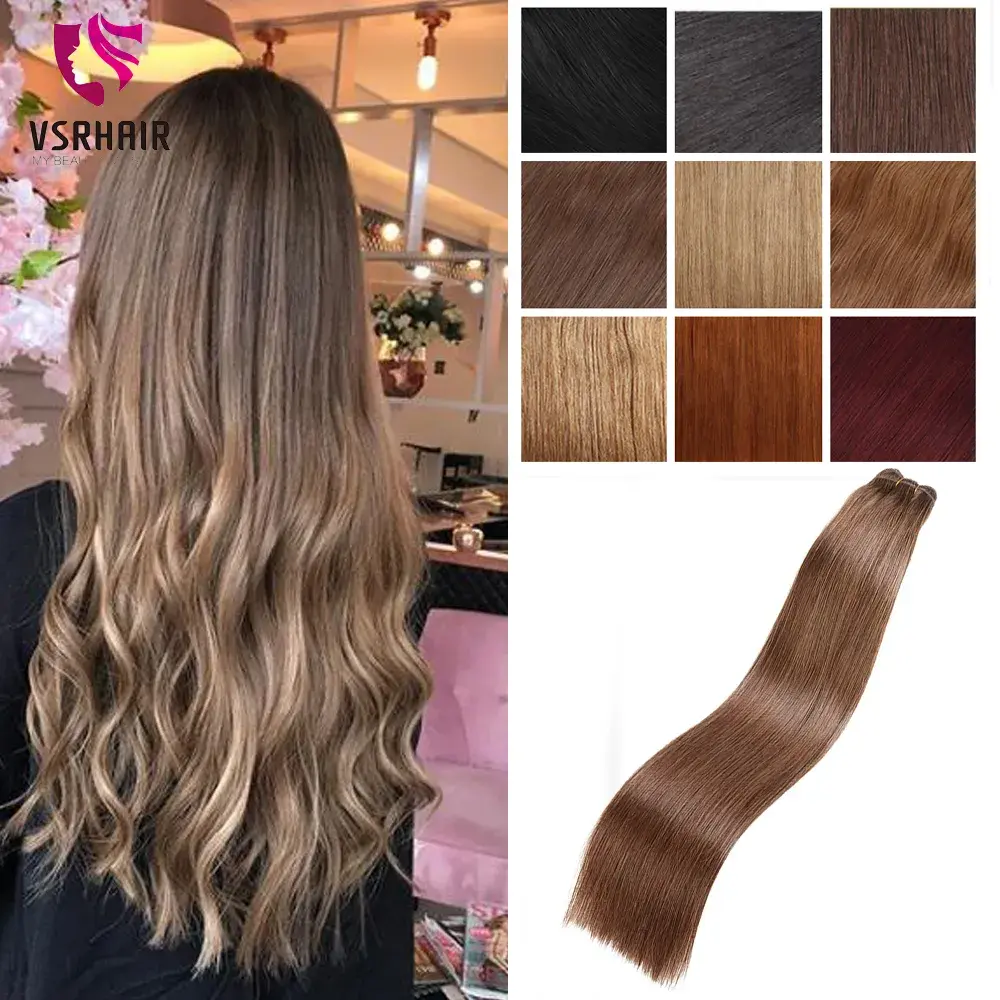 VSR Double Drawn Weft European Quality Human Hair Weaving Straight 100g Machine