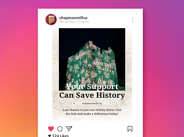 A mock Instagram post that includes a call to action.