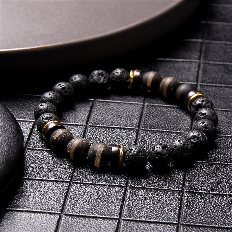 Thumbnail: Men Bracelets Buddhism Tibetan Agat Wood Charm Bracelet Black Natural 