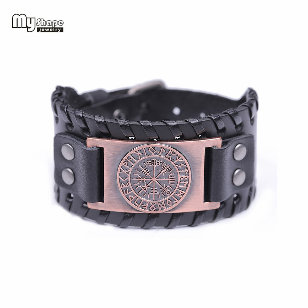 Thumbnail: My Shape Wiccan Compass Bracelets Bangles for Men Nordic Runes Odin Symbol 
