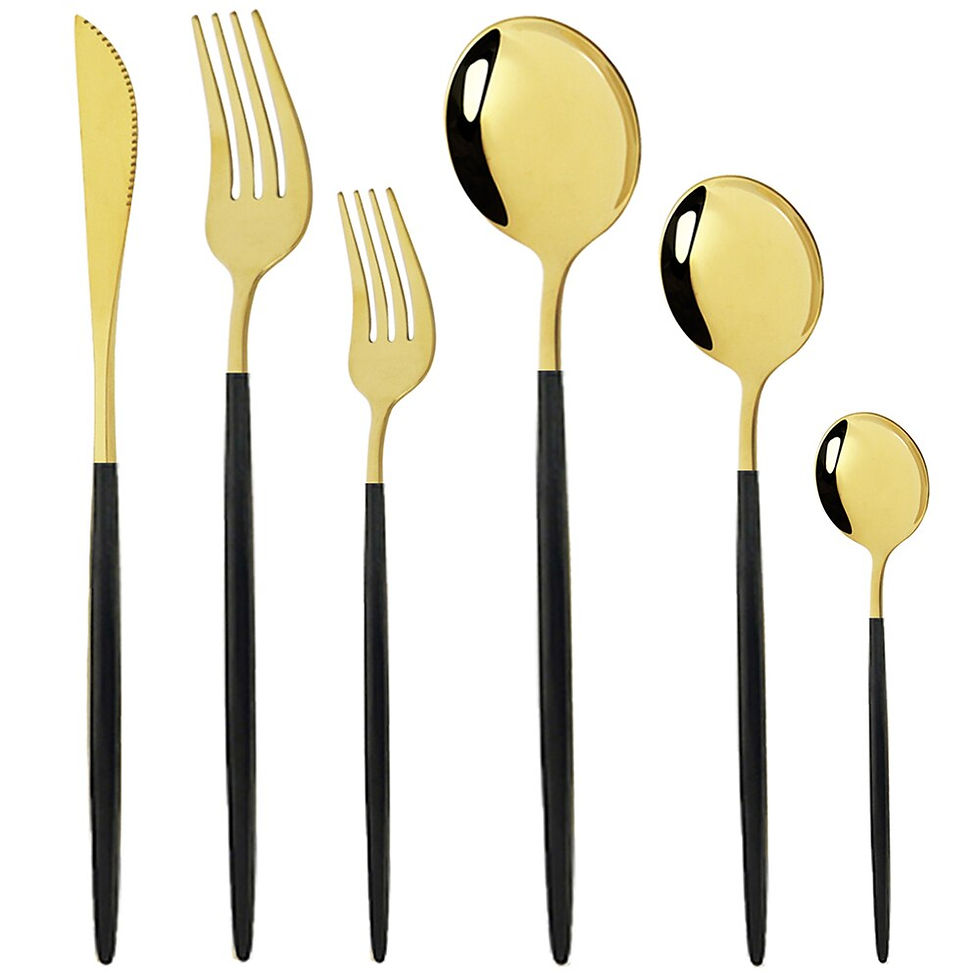 Thumbnail: 36Pcs/Set Red Gold Cutlery Set Stainless Steel Dinnerware Dinner Tableware Set