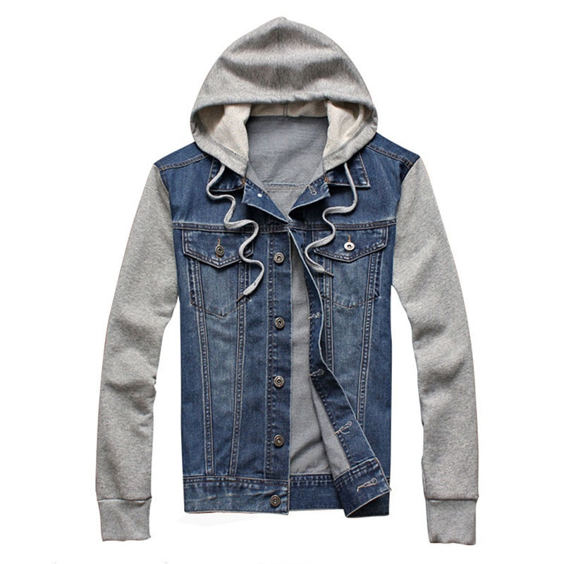 Thumbnail: Denim Men Hooded Sportswear Outdoors Casual Fashion Jeans Jackets Hoodies 