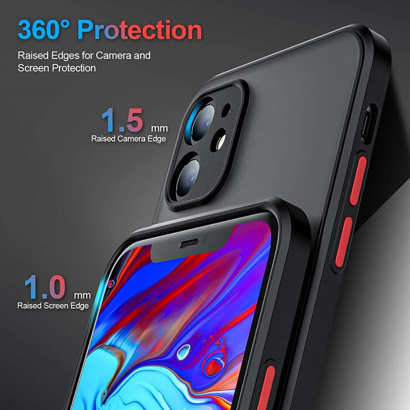 Thumbnail: Shockproof Armor Matte Case For iPhone 13 14 12 11 Pro Max XR XS X 7 8 Plus SE 