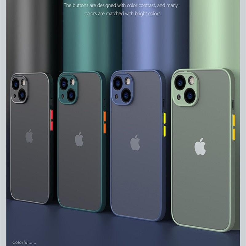 Thumbnail: Shockproof Armor Matte Case For iPhone 13 14 12 11 Pro Max XR XS X 7 8 Plus SE 