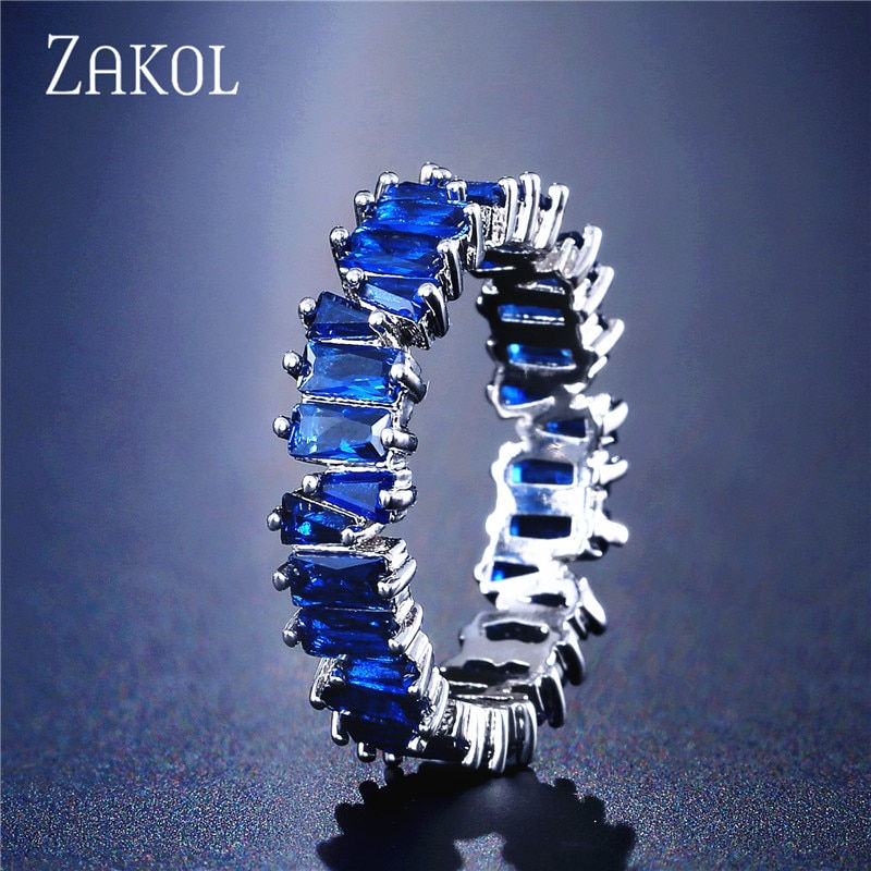 Thumbnail: ZAKOL Fashion Luxury Multicolor Charm AAA Cubic Zirconia T Shape Stone Jewelry 