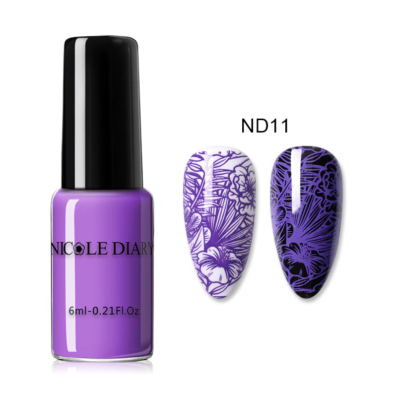 Thumbnail: NICOLE DIARY Stamping Nail Polish Black White Gold Silver Stamping Plate Nails 
