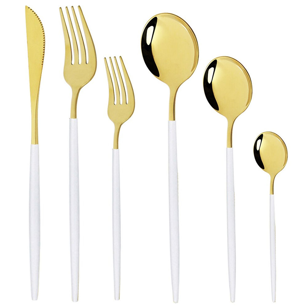 Thumbnail: 36Pcs/Set Red Gold Cutlery Set Stainless Steel Dinnerware Dinner Tableware Set
