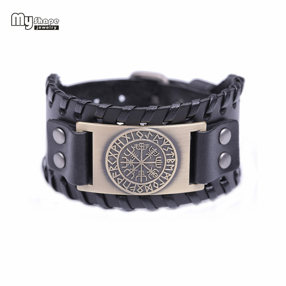 Thumbnail: My Shape Wiccan Compass Bracelets Bangles for Men Nordic Runes Odin Symbol 