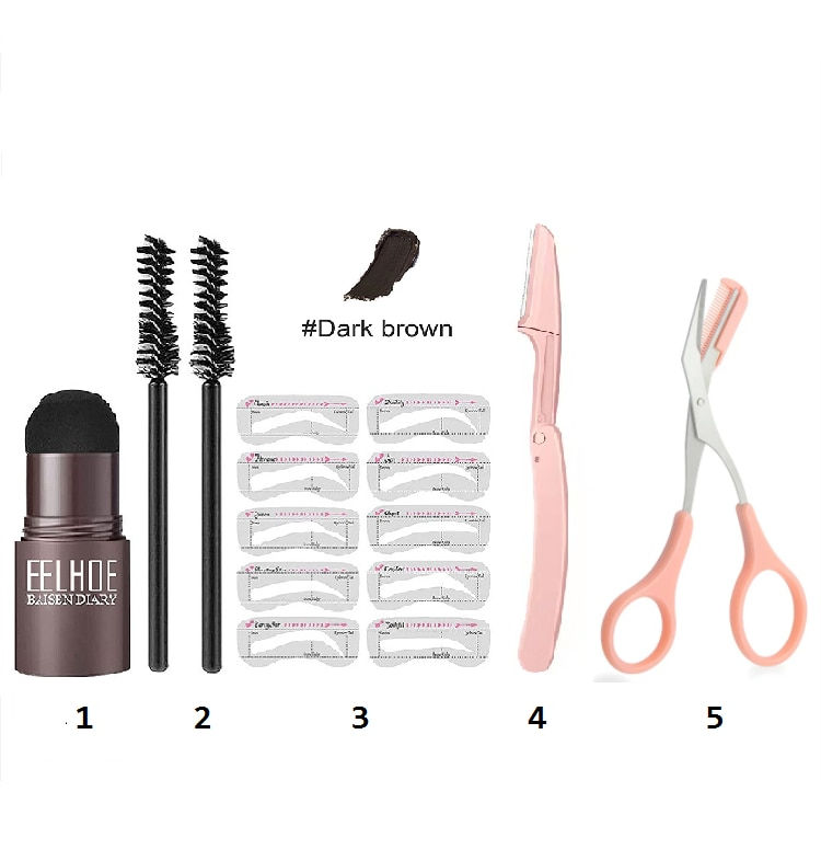 Thumbnail: 2023 One Step Eyebrow Stamp Shaping Kit Set Pen Waterproof Women Make Up Stencil