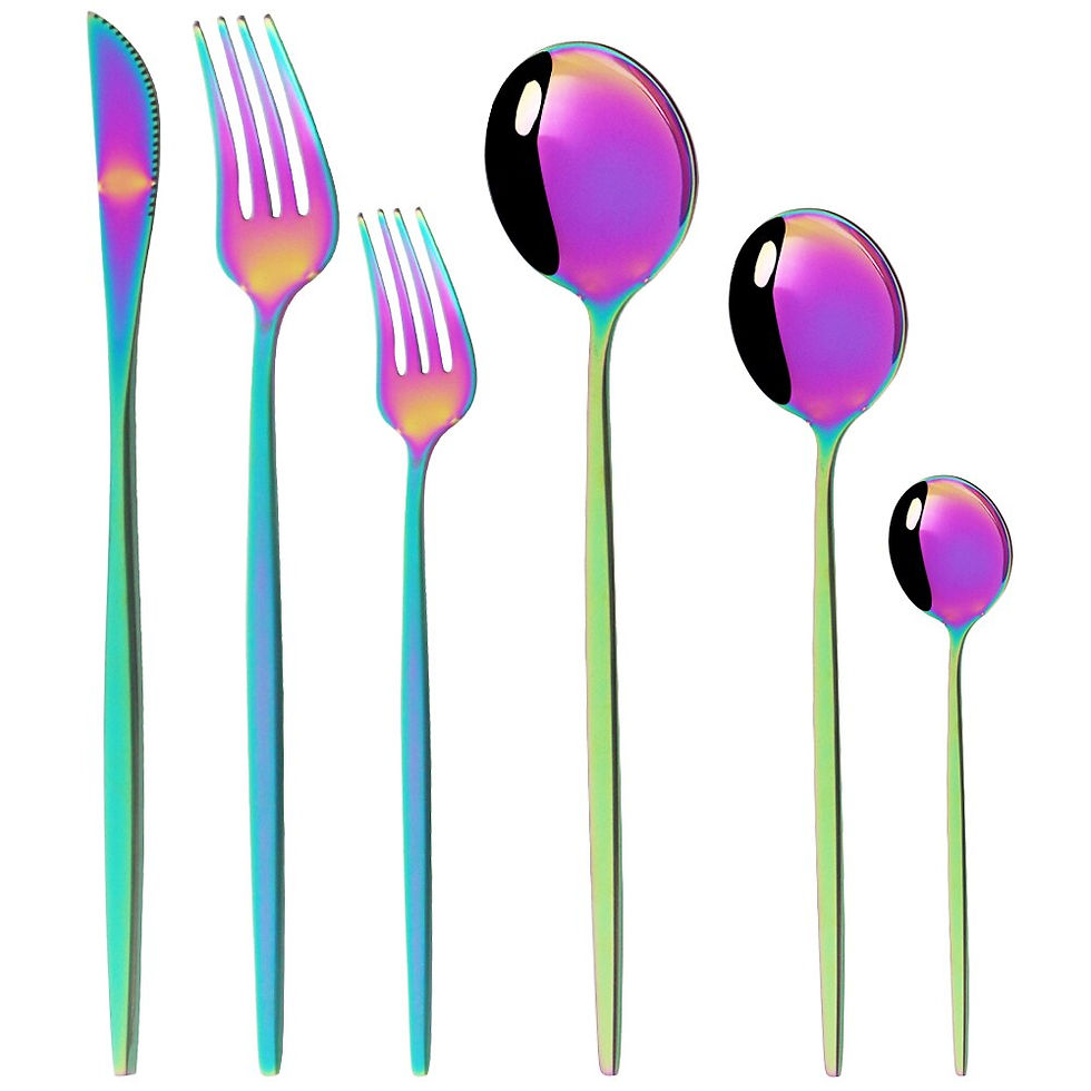 Thumbnail: 36Pcs/Set Red Gold Cutlery Set Stainless Steel Dinnerware Dinner Tableware Set