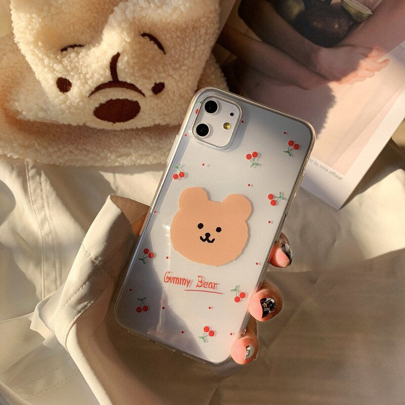 Thumbnail: Retro cherry bear letters couples cute Phone case for iPhone 13 12 11 Pro 