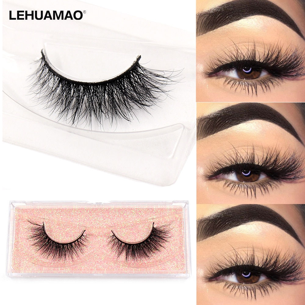 LEHUAMAO Fluffy Mink Lashes Short Wispy Natural Eyelashes Makeup False Lashes