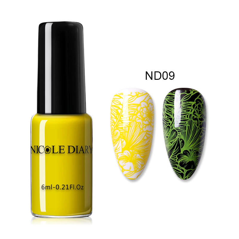 Thumbnail: NICOLE DIARY Stamping Nail Polish Black White Gold Silver Stamping Plate Nails 