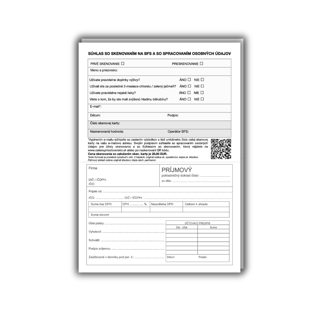 Samoprepisovací blok ku meraniu BFS s príjmovým dokladom (40 strán)