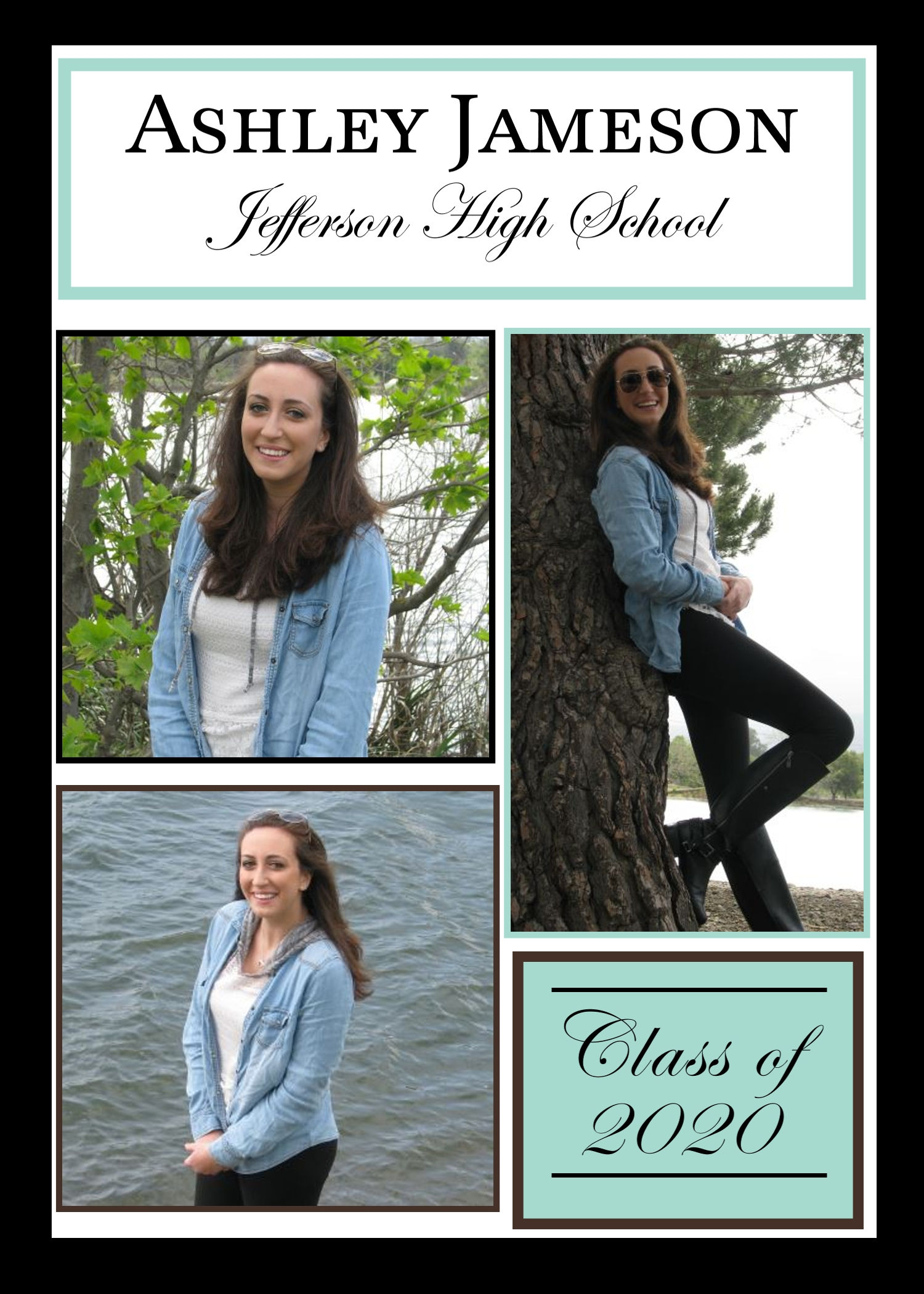 Teal, Black, Brown, and White Graduation Announcement
