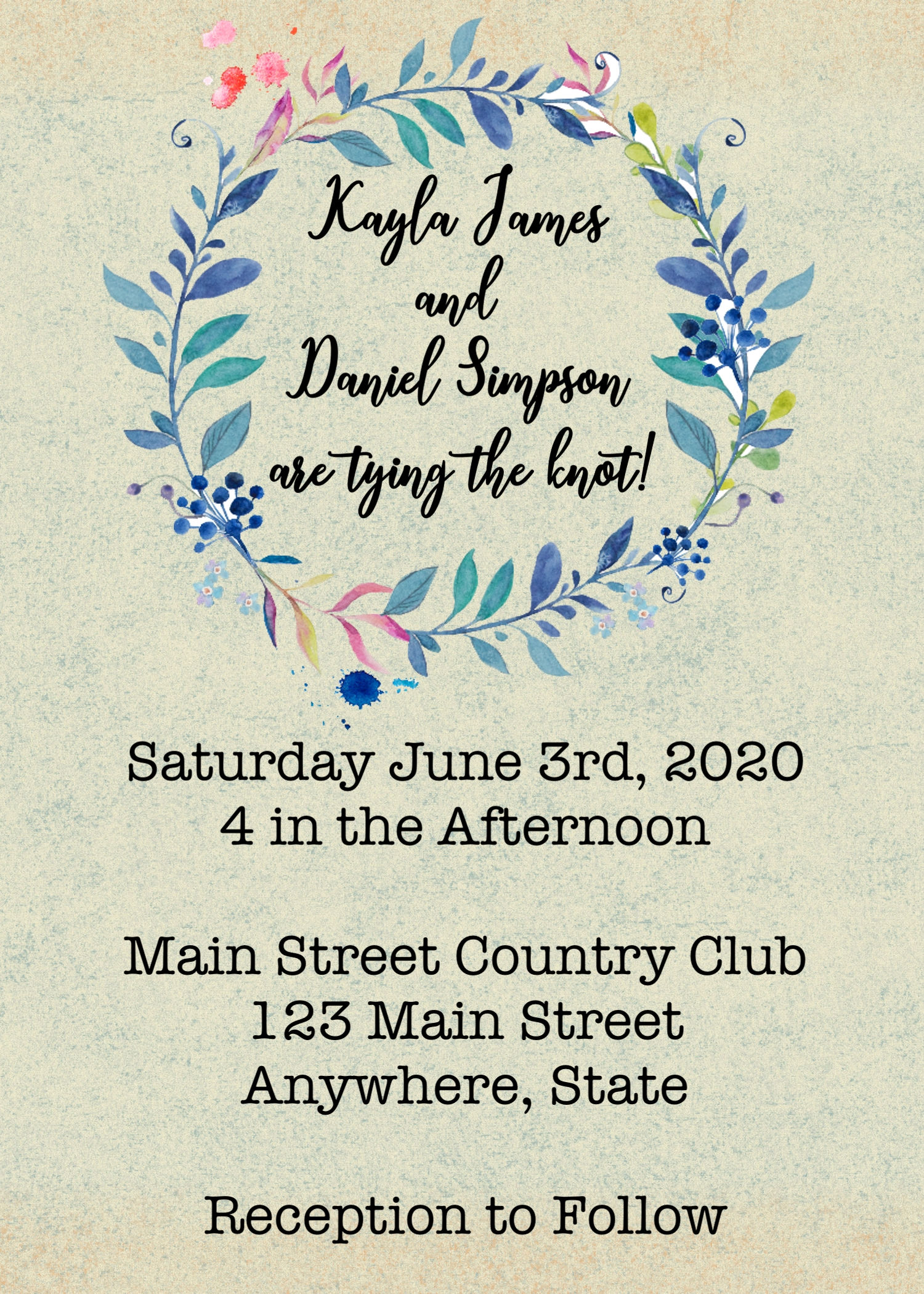 Pastel Flower Wreath Wedding Invitation