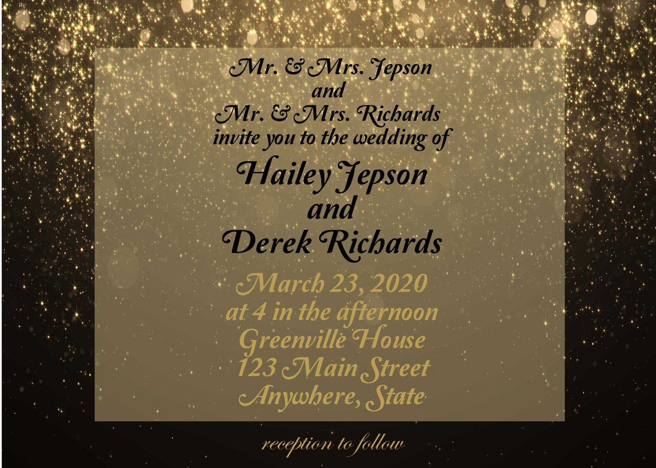 Gold Glitter Wedding Invitation