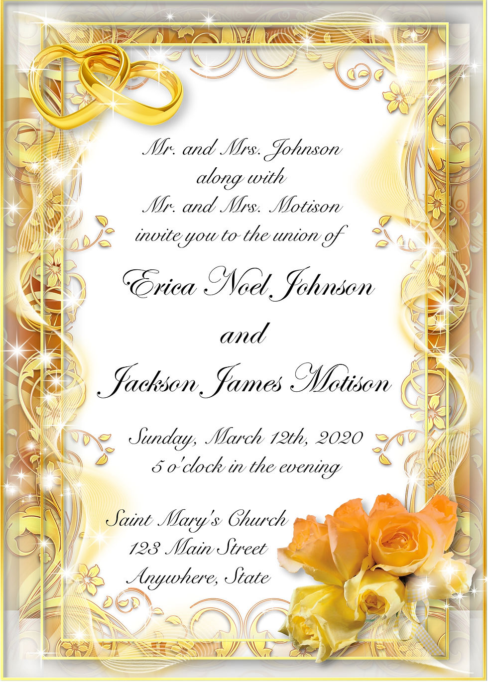 Gold Border Wedding Invitation