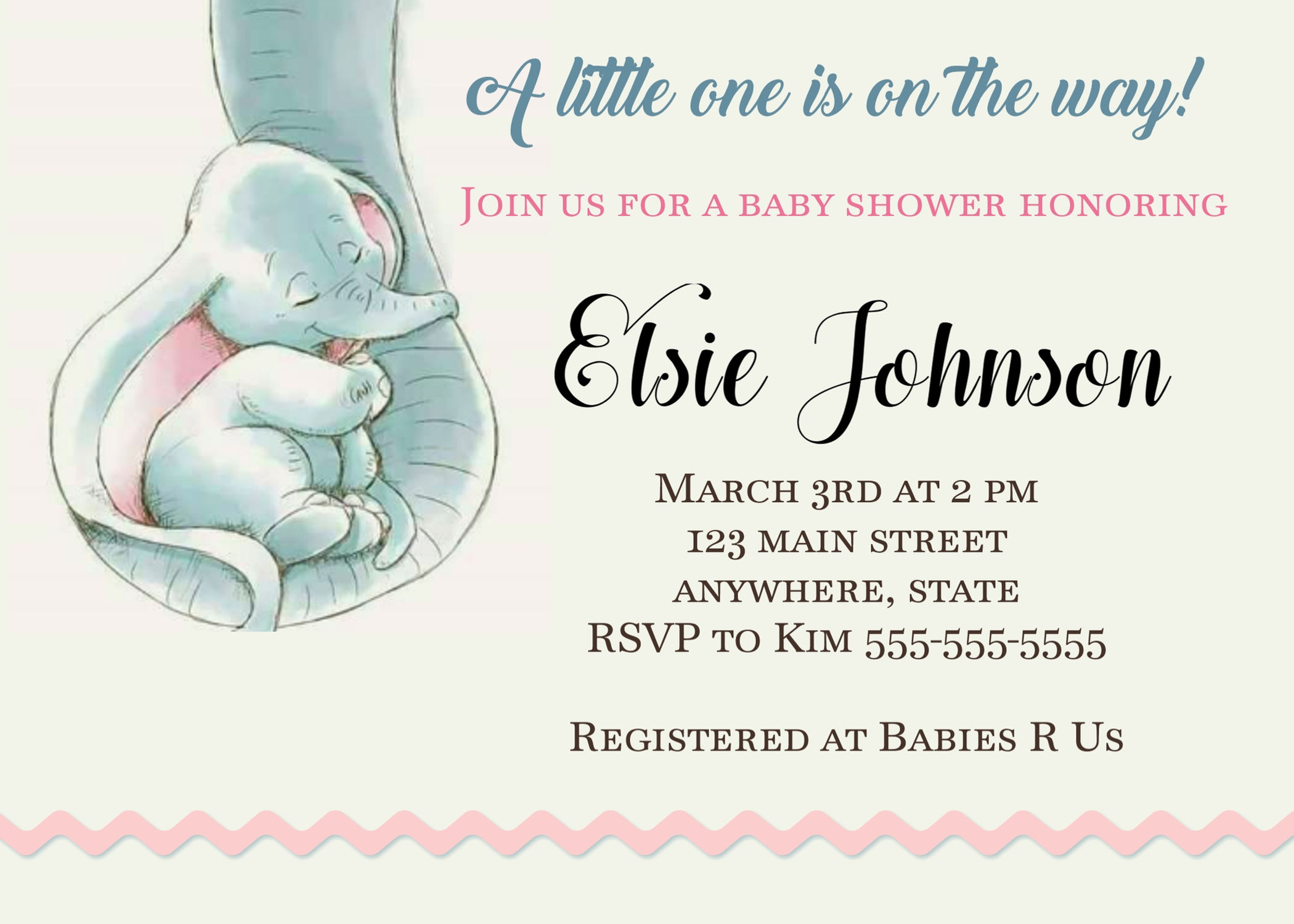 Sleeping Baby Elephant Baby Shower