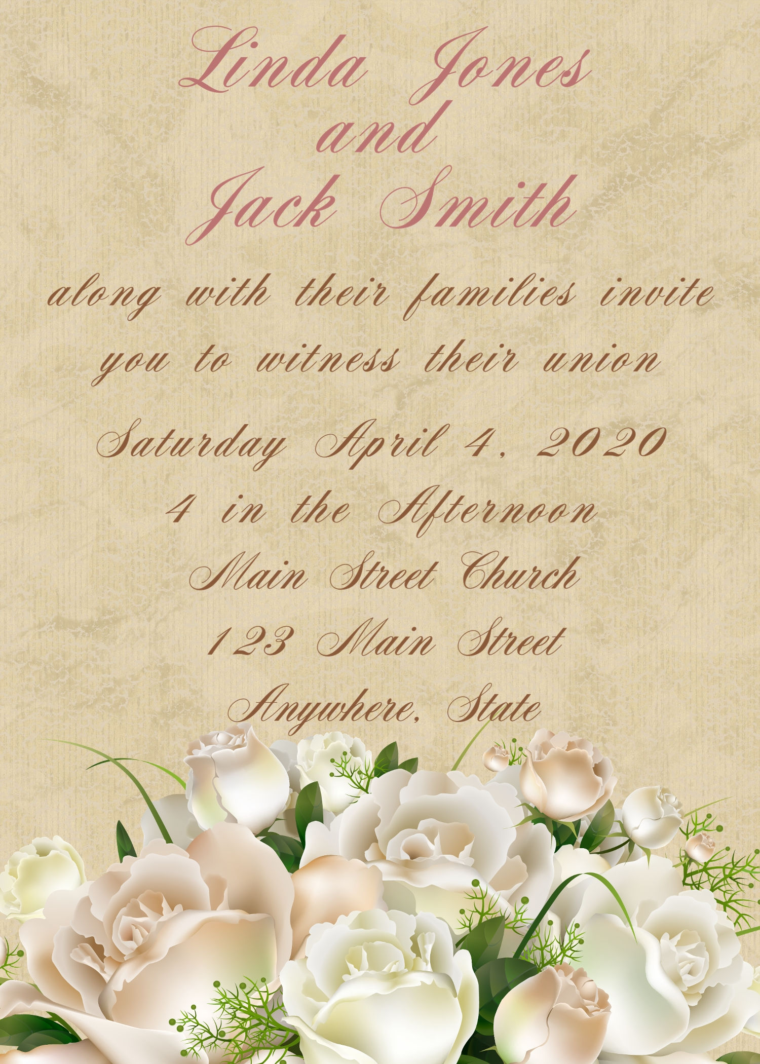 White Rose Base Wedding Invitation