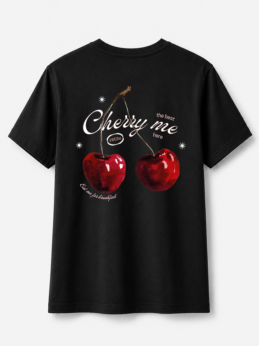 Küçük resim: MecTees Cherry Me Vintage Kiraz Baskılı Oversize Tişört