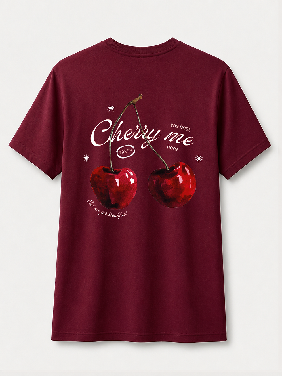 Küçük resim: MecTees Cherry Me Vintage Kiraz Baskılı Oversize Tişört