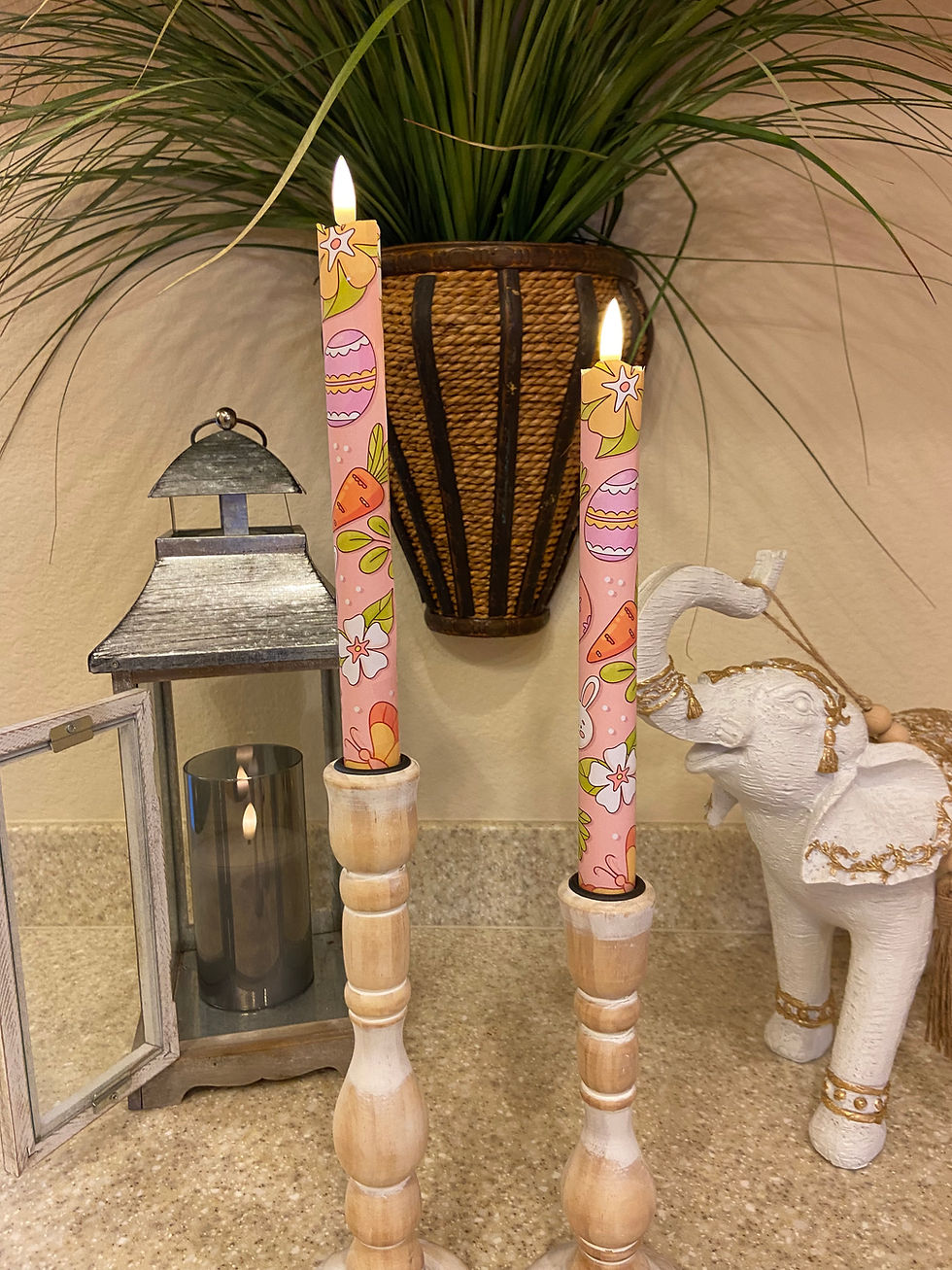 Thumbnail: Happy Easter Flameless Taper Candles, Wax LED Candles Set of 2 with Remote