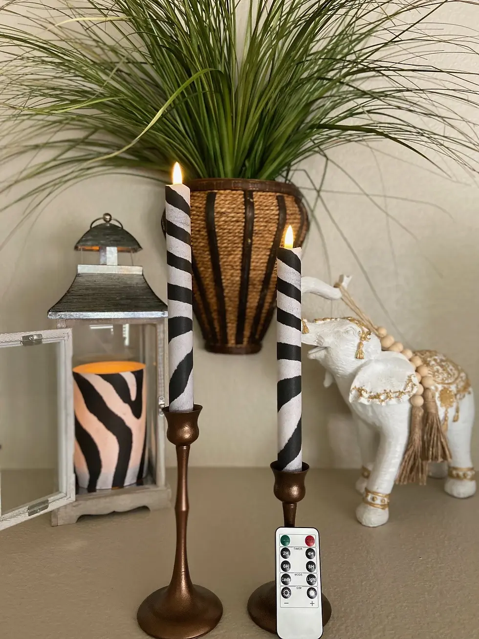 Thumbnail: Zebra Skin, Flameless Taper Candles, Wax, Tapers with remote