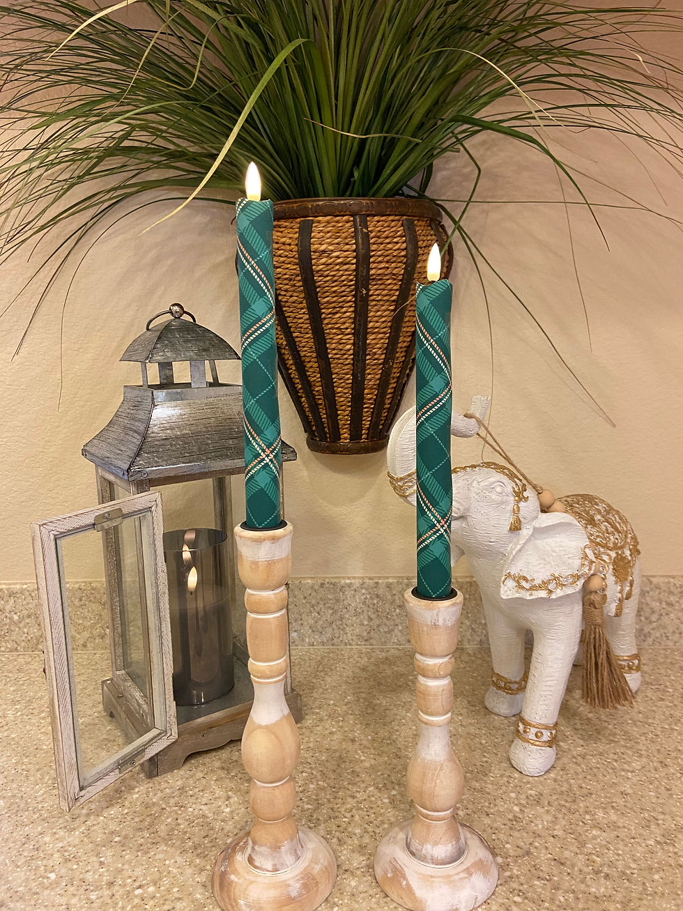 Thumbnail: St Paddy's Plaid Flameless Taper Candles, Wax LED Candles Set with Remote