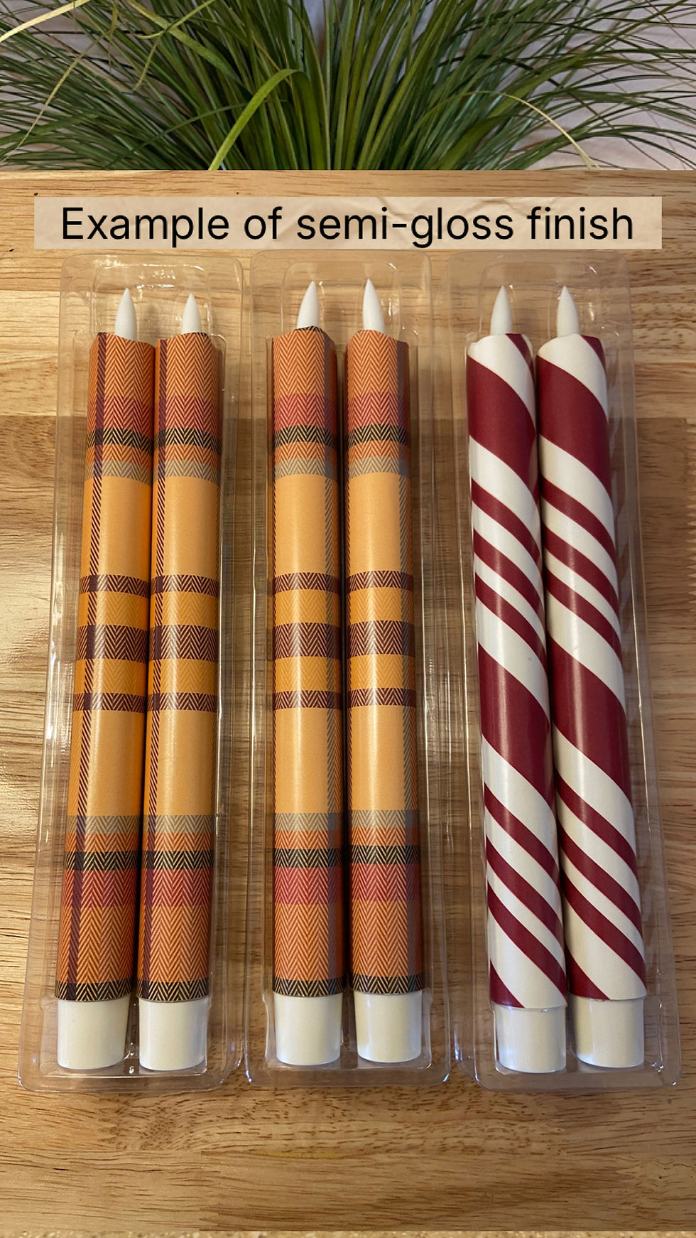 Thumbnail: Red White Green Candy Cane, Flameless Taper Candles, Wax, Tapers with remote