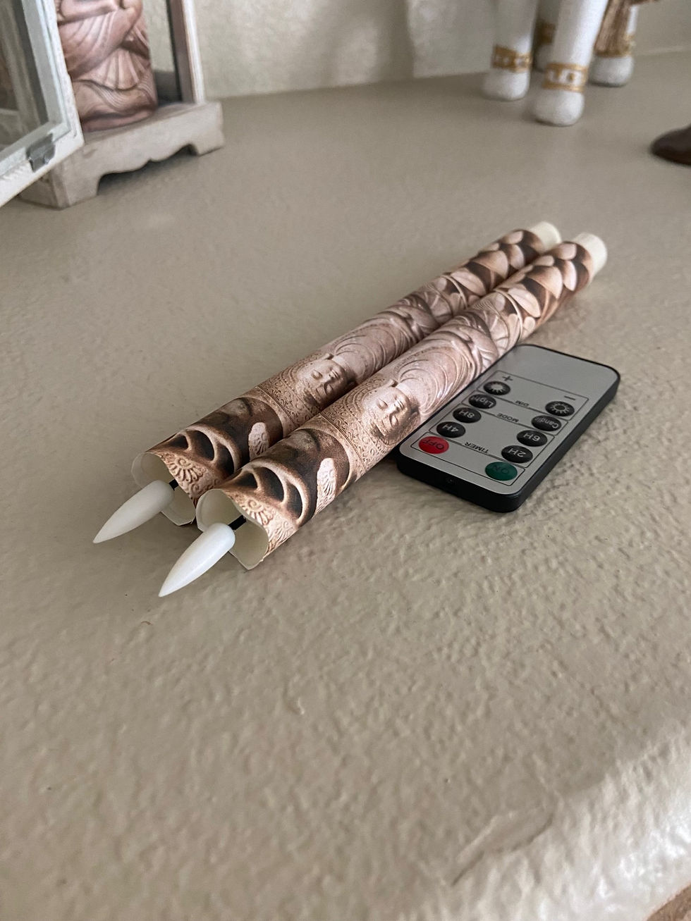 Thumbnail: Buddha Bliss, Flameless Taper Candles, Wax, Tapers with remote