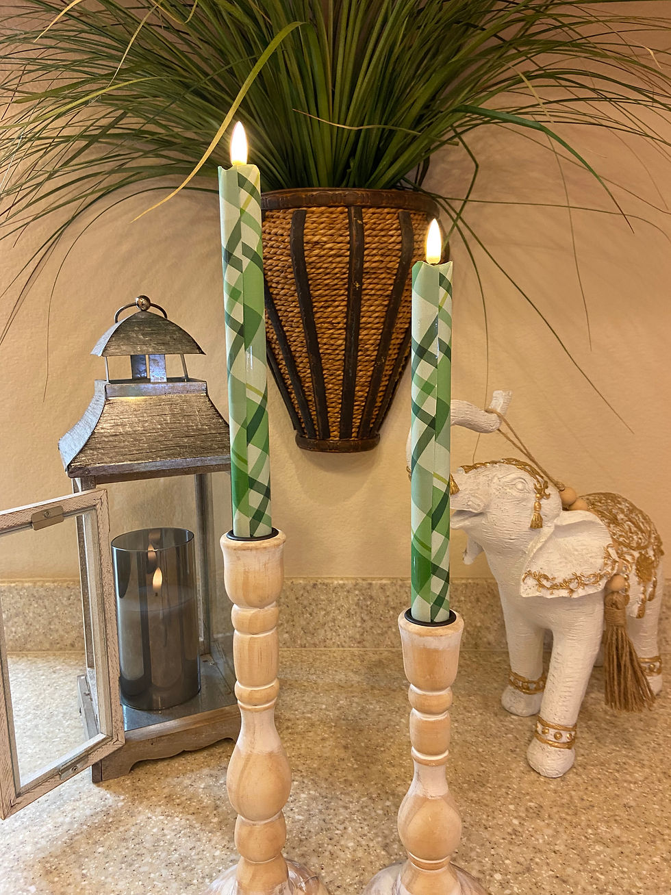 Thumbnail: St. Paddy's Checkered Flameless Taper Candles, Wax LED Candles Set with Remote