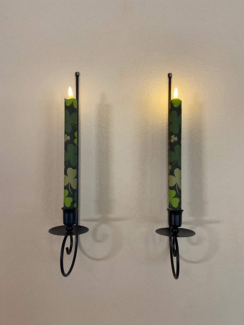 Thumbnail: Green Clovers Flameless Taper Candles, Wax LED Candles Set with Remote