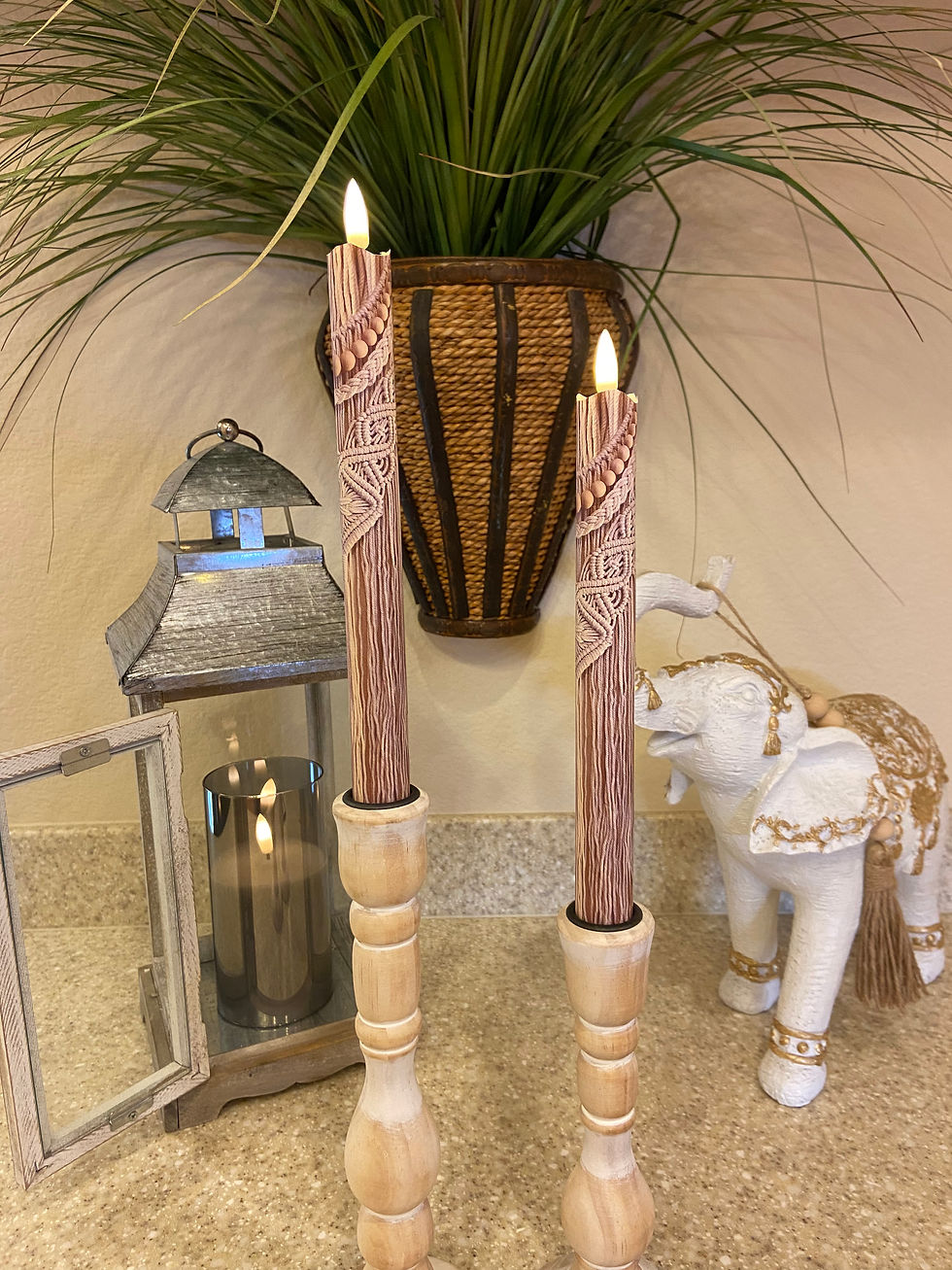 Thumbnail: Boho Tapestry Flameless Taper Candles, Wax LED Candles Set of 2 with Remote