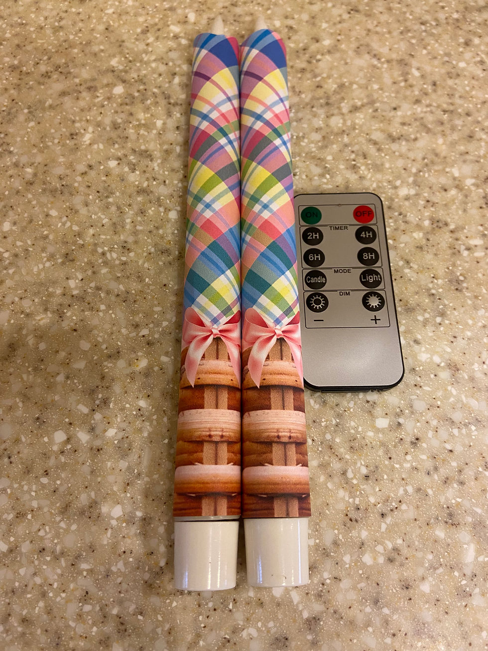 Thumbnail: Easter Plaid Flameless Taper Candles, Wax LED Candles Set of 2 with Remote