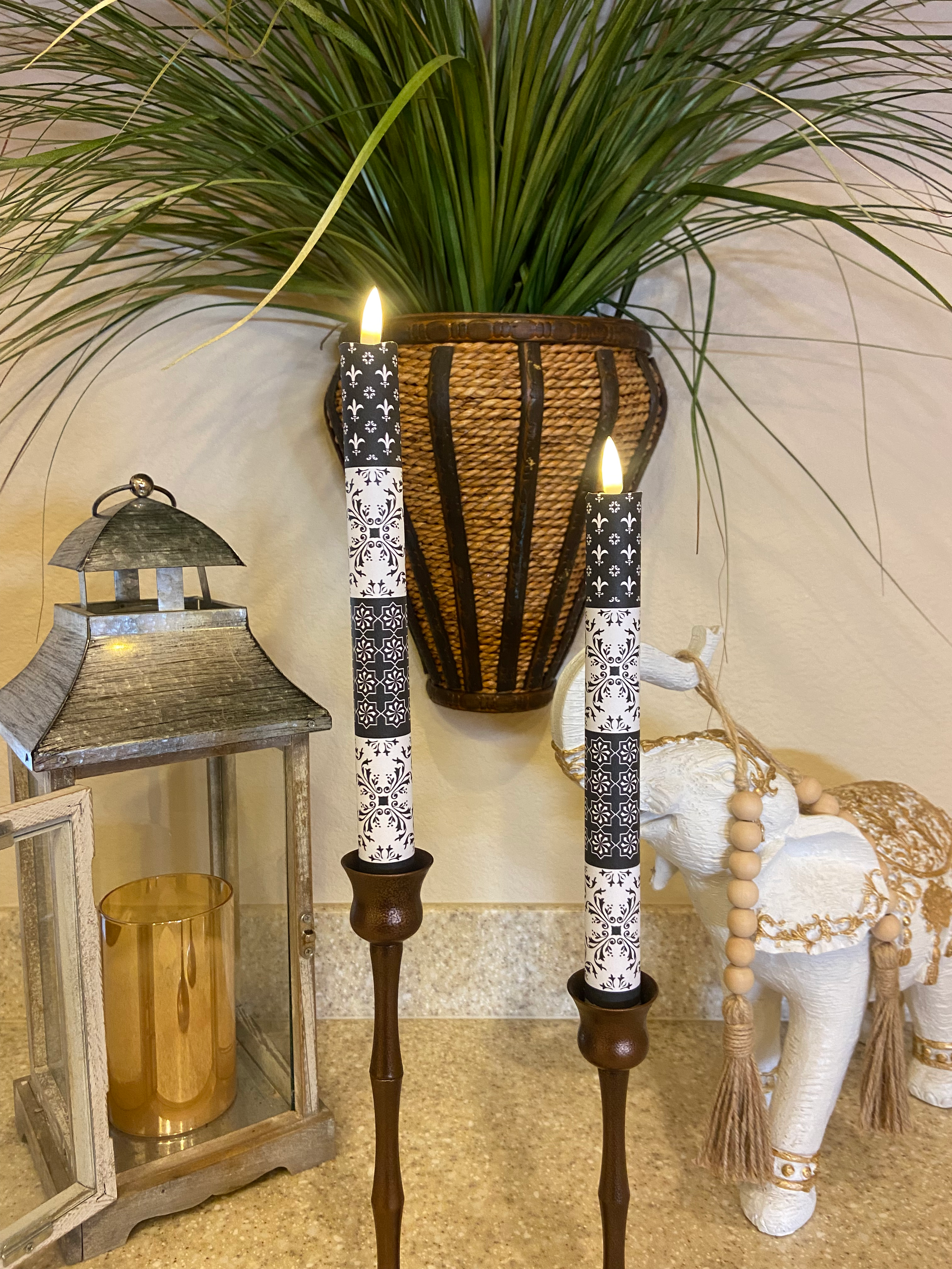 Patterns, Flameless Taper Candles, Wax, Tapers with remote