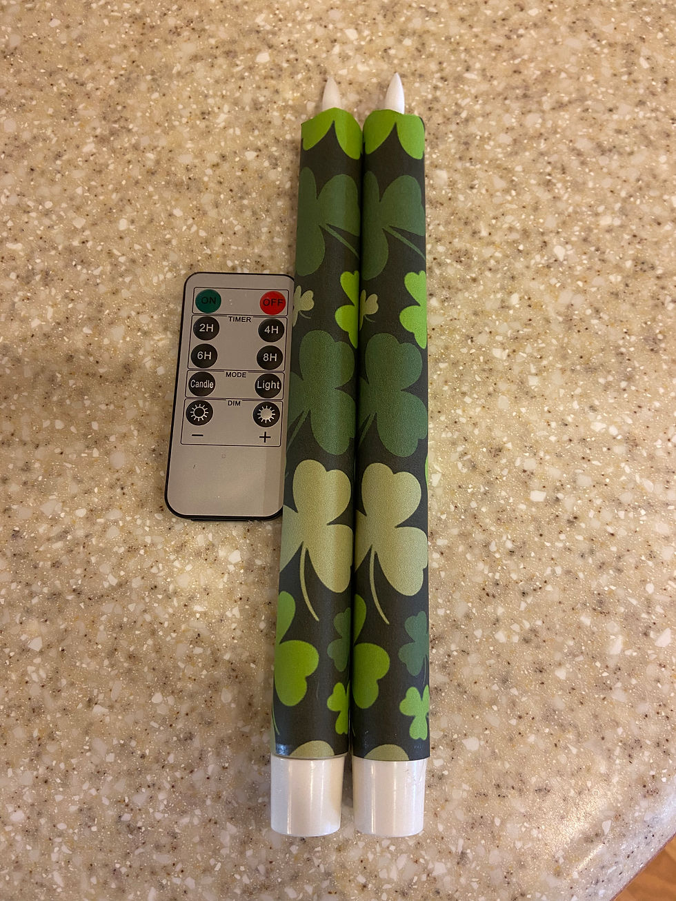 Thumbnail: Green Clovers Flameless Taper Candles, Wax LED Candles Set with Remote