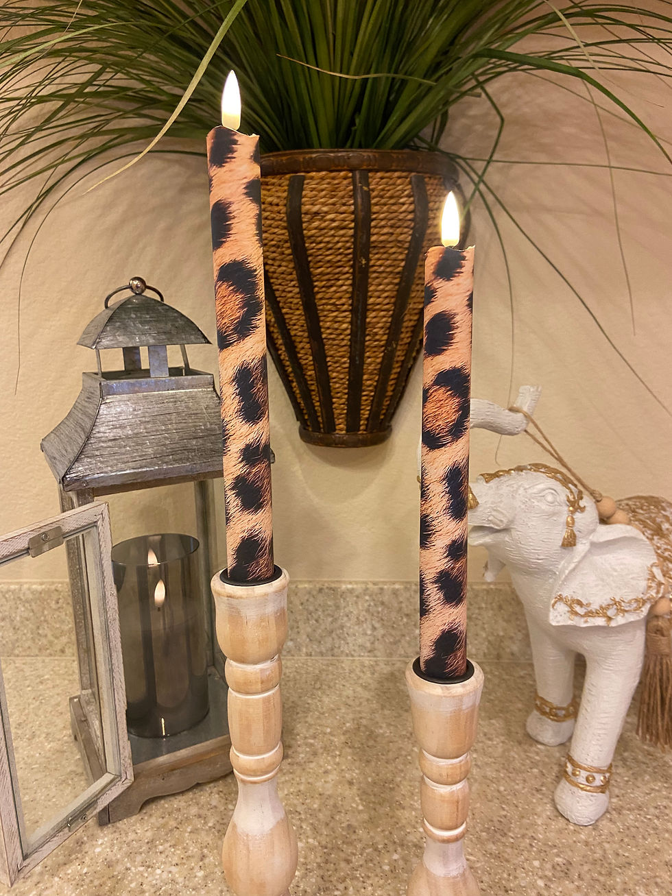 Thumbnail: Luxury Leopard, Flameless Taper Candles, Wax, Tapers with remote