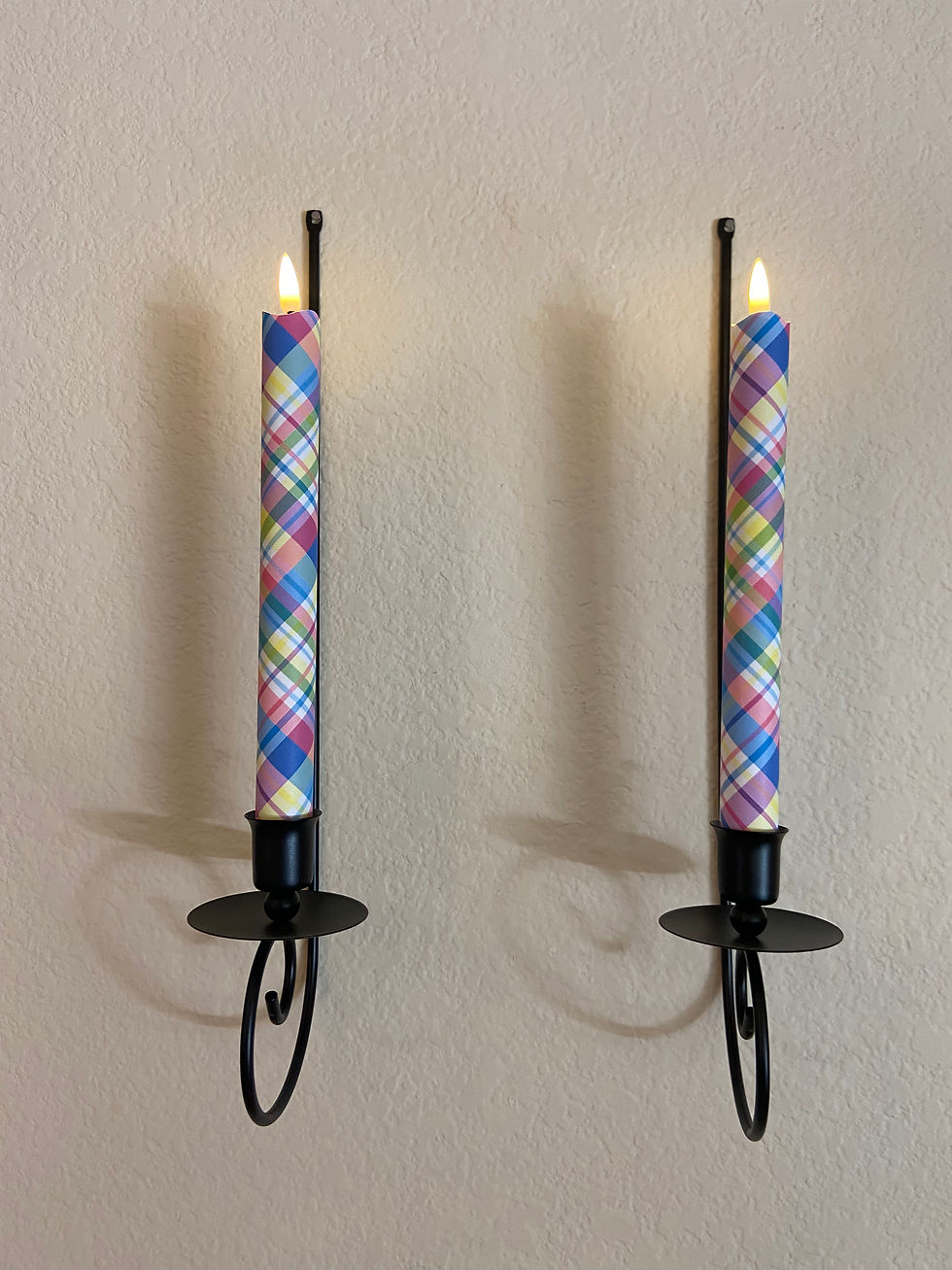 Thumbnail: Spring Plaid Flameless Taper Candles, Wax LED Candles Set of 2 with Remote