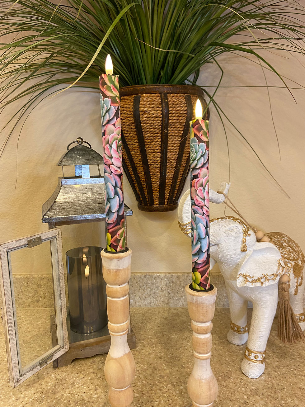 Thumbnail: Succulent Flameless Taper Candles, Wax LED Candles Set of 2 with Remote