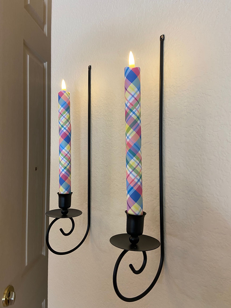 Thumbnail: Spring Plaid Flameless Taper Candles, Wax LED Candles Set of 2 with Remote