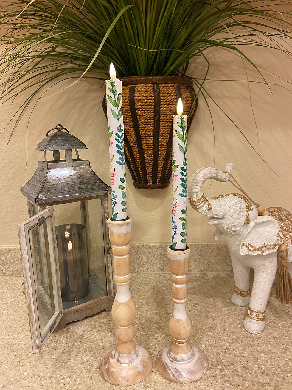 Thumbnail: Flowers of Spring Flameless Taper Candles, Wax LED Candles Set of 2 with Remote