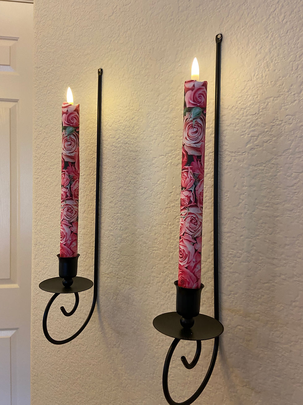 Thumbnail: Pink Roses Flameless Taper Candles, Wax LED Candles Set of 2 with Remote