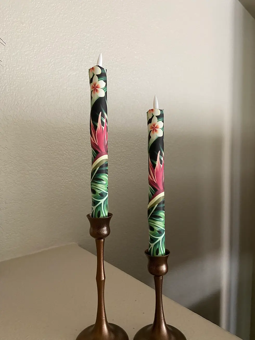 Thumbnail: Blooming Tropics, Flameless Taper Candles, Wax, Tapers with remote
