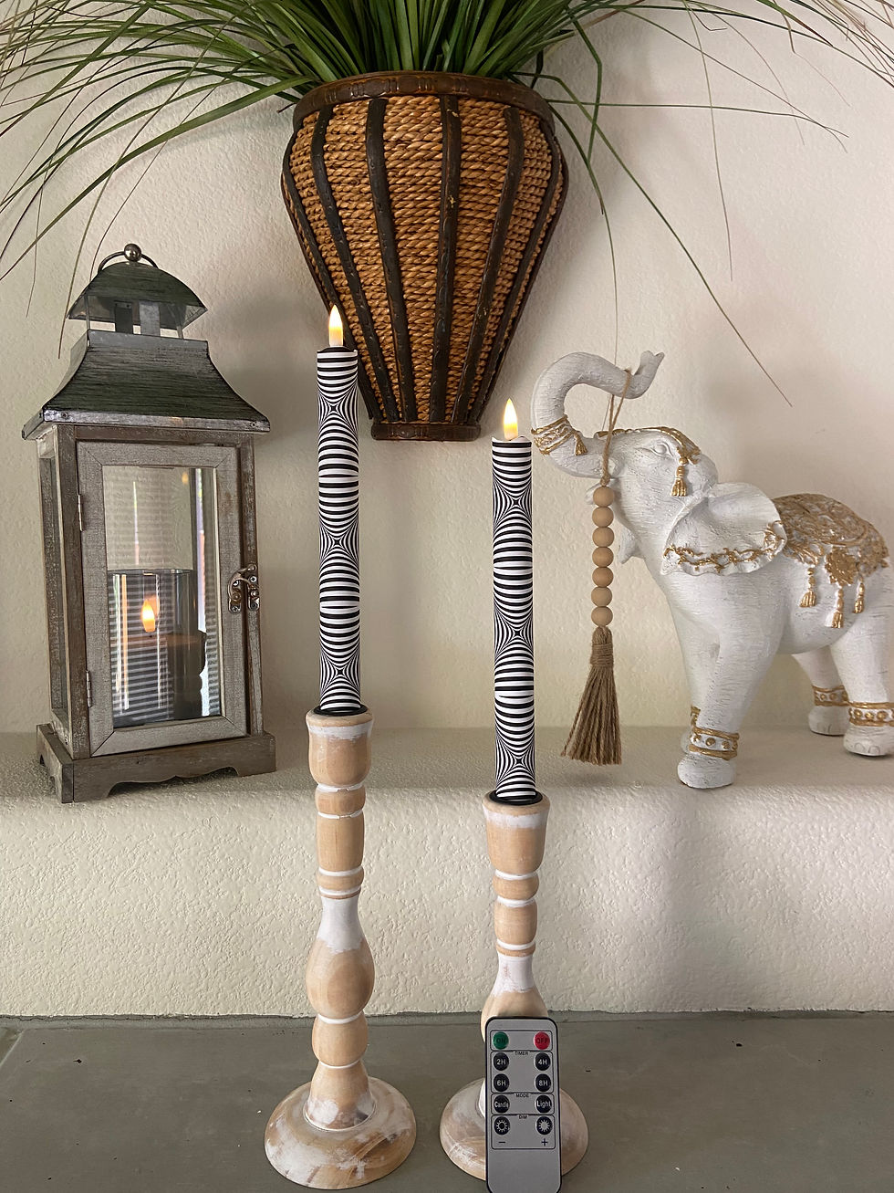 Thumbnail: Black & White Flameless Taper Candles, Set of 2 with Remote, Led