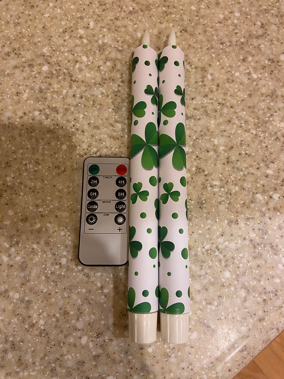 Thumbnail: St. Paddy's Shamrocks Flameless Taper Candles, Wax LED Candles Set with Remote