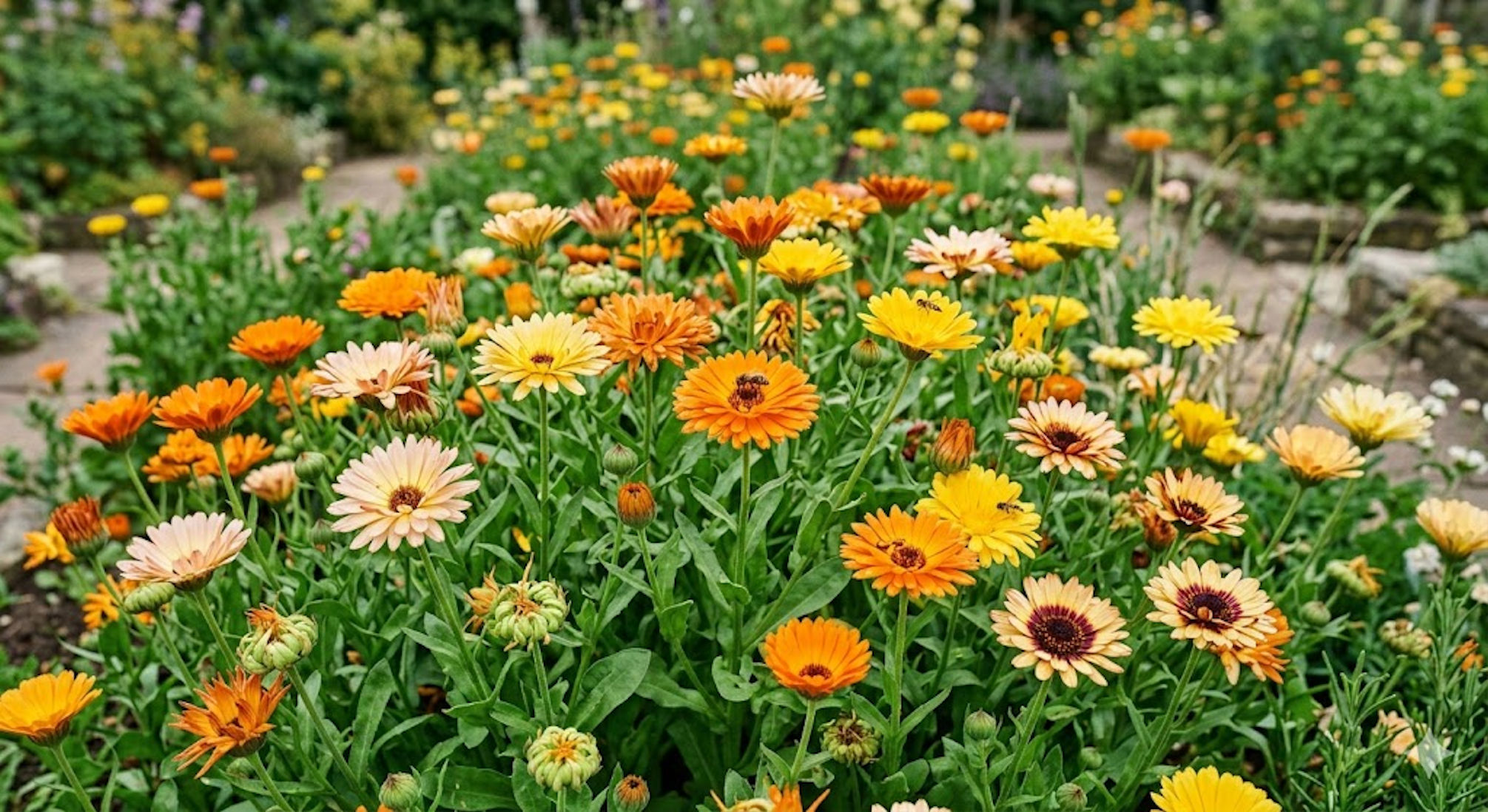 Calendula Heirloom Flower Blend Bedding Plant -50 Seeds