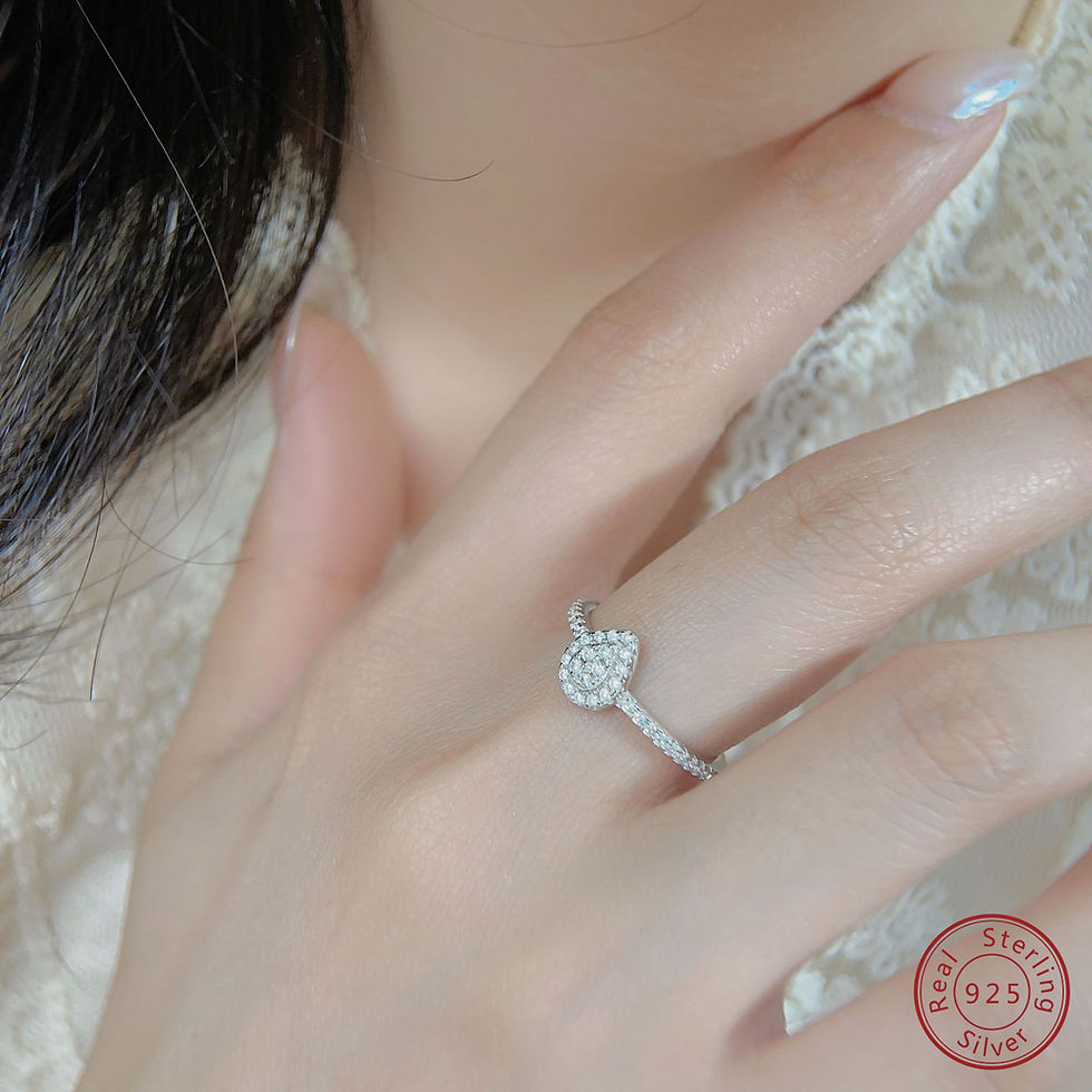 Thumbnail: 2025 Europe and America 100% 925 Sterling Silver Water droplet Zircon Ring