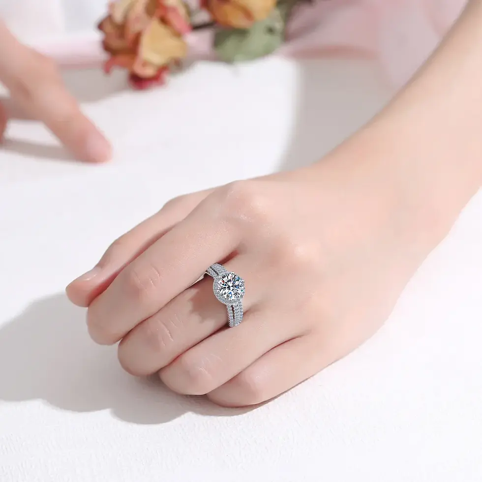Miniature : Luxury Designer D Color Real 2-5CT Moissanite Rings For Women Fine Jewelry S925 