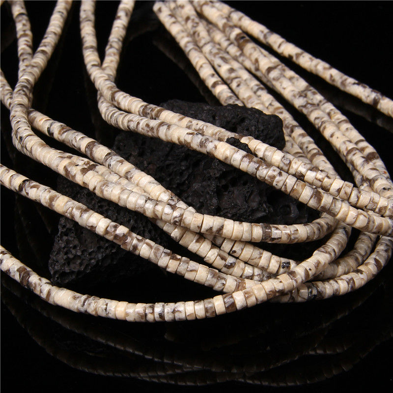Miniaturbild: 4x2mm White Howlite Opal Heishi Beads for DIY Jewelry Making 15''